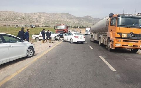 إصابة 26 شخصاً بحوادث سير متفرقة في أربيل ودهوك والسليمانية