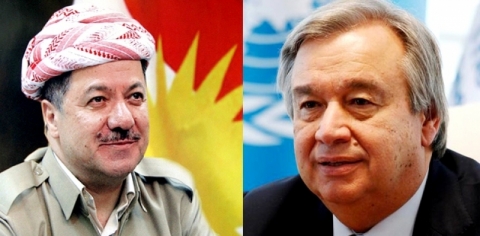 غوتيريس يشكر بارزاني على دور البيشمركة في الحرب على داعش