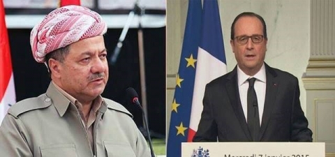 البارزاني يؤكد لهولاند على حتمية هزيمة الإرهاب وانتصار الإنسانية 