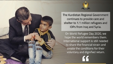 مسرور بارزاني: نستمر برعاية 1.1 مليون لاجئ ونازح .. المساعدات الدولية ضرورية