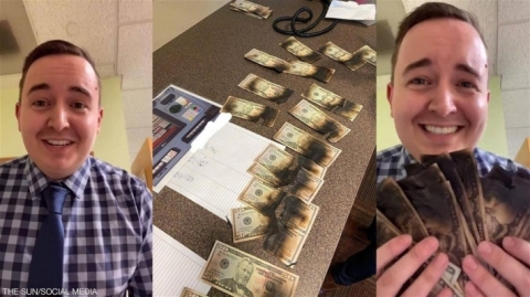 بسبب كورونا.. موظف بنك يحرق مئات الدولارات بالمايكروويف!