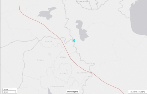هزة بشدة 4.9 تضرب كوردستان إيران ومناطق حدودية بإقليم كوردستان