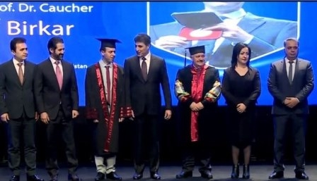 بحضور نيجيرفان البارزاني جامعة صلاح الدين تمنح الدكتوراه الفخرية لعالم الرياضيات الكوردي كوجر بيركار