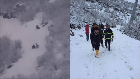 الدفاع المدني ينقذ خمسة شبان حاصرتهم الثلوج في جبل كورك