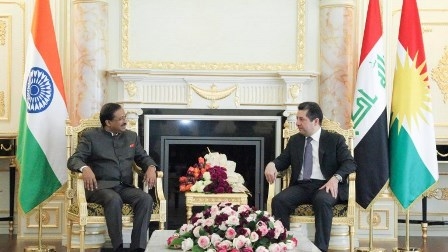 رئيس حكومة كوردستان يستقبل وزير الدولة للشؤون الخارجية الهندي