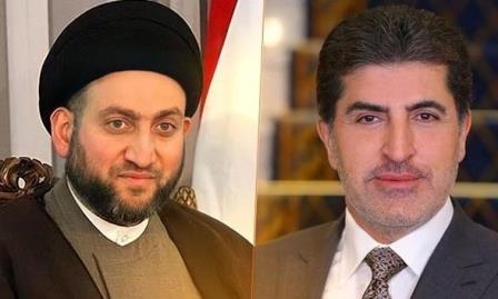 الحكيم يهنئ رئيس الإقليم نێچيرڤان بارزاني