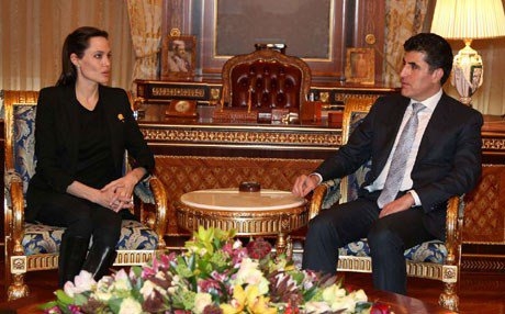 انجيلينا جولي تعرب عن شكرها وتقديرها لحكومة الإقليم لمساعدتها اللاجئين السوريين