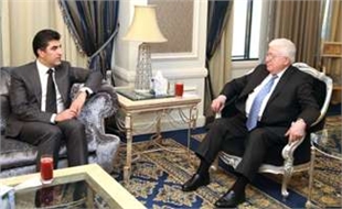 معصوم ونیچیرڤان بارزاني يبحثان العلاقات بين حكومتي الاقليم والمركز وضرورة حل القضايا العالقة 