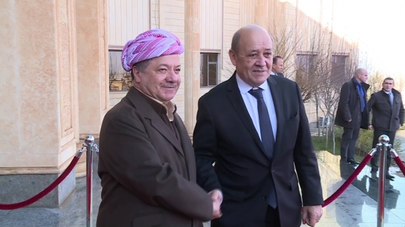 الرئيس البارزاني يجتمع مع وزير الخارجية الفرنسي
