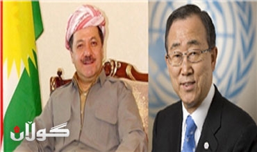 بارزاني يستقبل كي مون في اربيل