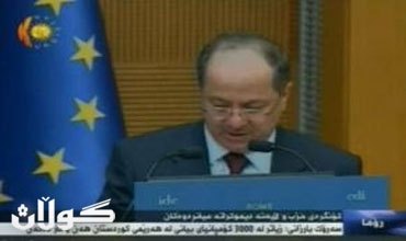 نص خطاب الرئيس مسعود بارزاني في المؤتمر العالمي للأحزاب والأطراف الديمقراطية المنعقد في العاصمة الايطالية روما