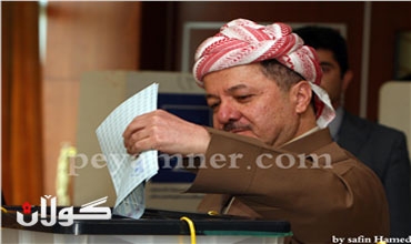 الرئيس مسعود بارزاني يدلي بصوته في انتخابات برلمان كردستان