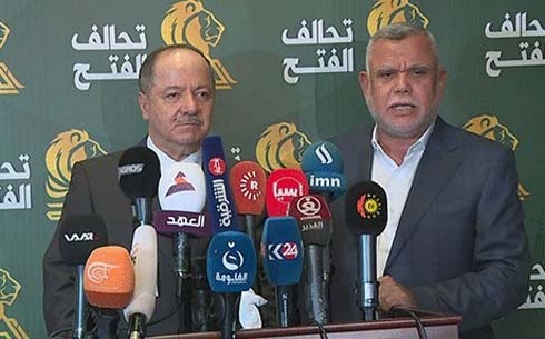 البارزاني يجتمع مع هادي العامري في بغداد
