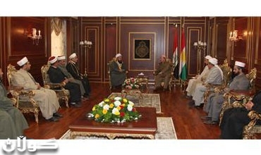 رئيس إقليم كوردستان يستقبل عددا من علماء الدين الإسلامي لمحافظة السليمانية