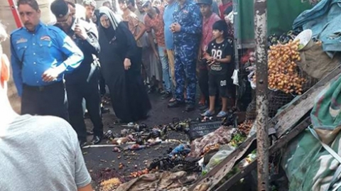 اصابات بانفجار قنبلة داخل سوق شرقي بغداد