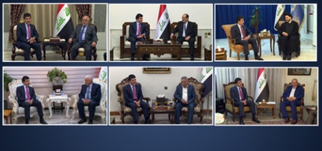 نيجيرفان البارزاني يجتمع مع كبار المسؤولين الحكوميين وقياديي الأحزاب والقوى العراقية ببغداد