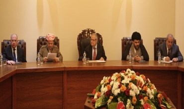 Serok Talebanî, Serok Barzanî, Semaheta Muqteda Sedir, Usame Nucêfî û Eyad Elawî civiyan