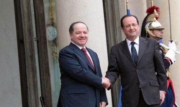 Birêz François Hollande li koşka Élysée bi germî pêşwaziya Serokê Herêma Kurdistanê kir