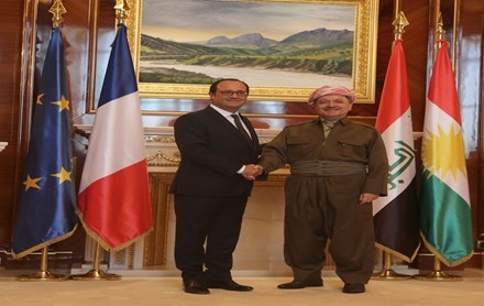 Serokê Herêma Kurdistanê pêşwaziya Serok Komarê Fransa kir