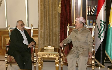 Serok Barzanî pêşwaziya Adil Abdulmehdî kir