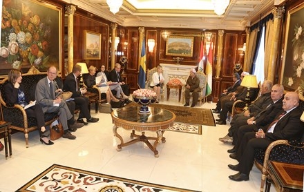 Serok Barzanî pêşwaziya şandekî bilinda Hikûmeta Swêdê kir