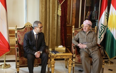 Serok Barzanî pêşwaziya Balyozê Awusturya yê li Iraq û Urdinê kir