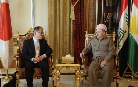 Serok Barzanî pêşwaziya Balyozê Japonya li Iraqê kir