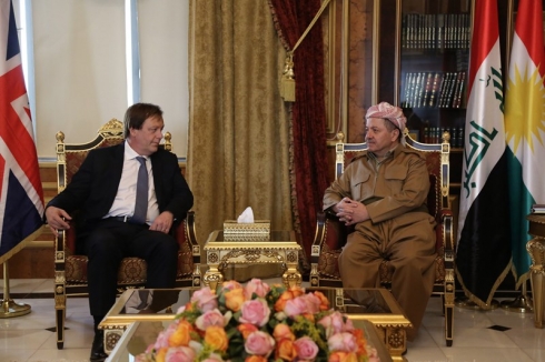 Serok Barzanî pêşwaziya şandekî bilinda Wezareta Derveyê Brîtanya kir