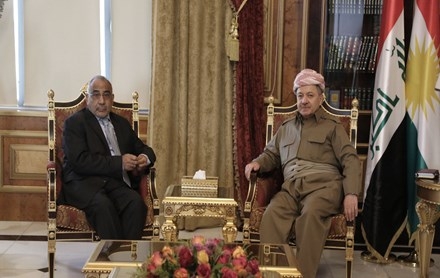 Serok Barzanî pêşwaziya Adil Abdulmehdî kir