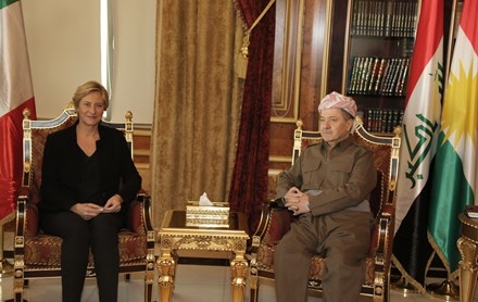 Serok Barzanî pêşwaziya Wezîra Berevaniya Îtalya kir