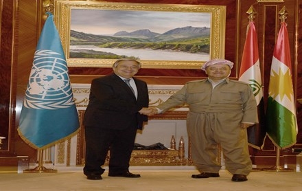 Serok Barzanî pêşwaziya Sekreterê Giştî yê rêxistina Neteweyên Yekgirtî kir