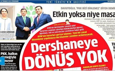 Rojnameyên Tirkiyê- Demîrtaş ji Davûtoglu re gotiye: PKK guh nade me!