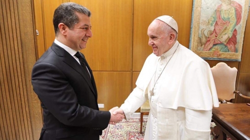 Serokwezîrê Herêma Kurdistanê pêşwazî li Papayê Vatîkanê dike