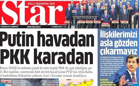 Rojnameyên Tirkiyê – Pûtîn ji asmanan ve êriş dike PKK jî li erdê!