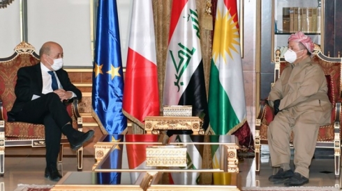 Serok Barzanî ligel wezîrê derve yê Franseyê civiya