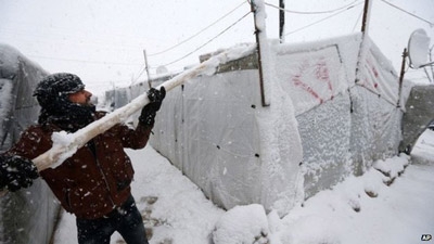 Winter storm brings misery to Middle East refugees