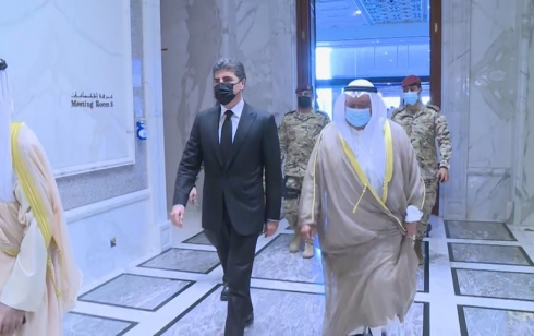 Serok Nêçîrvan Barzanî serdana Kuweytê kir û bi Mîrê wî welatî re civiya