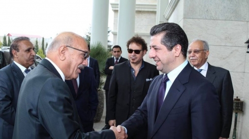 Mesrûr Barzanî pêşwaziya şandeke Akademî û Nivîskarên Ereb kir