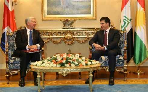 Nêçîrvan Barzanî û Wezîrê Berevaniya Birîtaniyayê civiyan