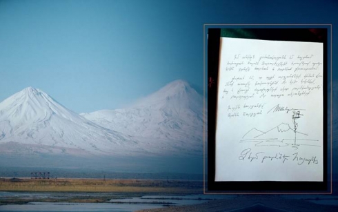 Serokomarê Ermenistanê wêneyê çiyayê Agirî xêz kir