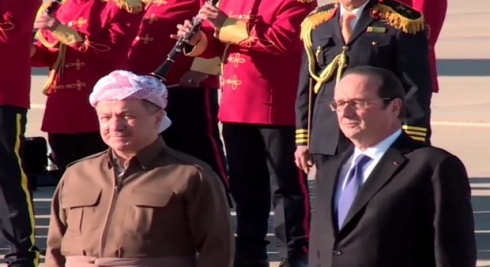 Serokê Franseyê gehêşte Hewlêr û bi fermî hate pêşwazî kirin