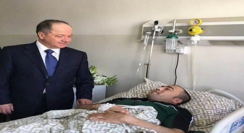 Serok Barzanî serdana pêşmergeyên birîndar kir