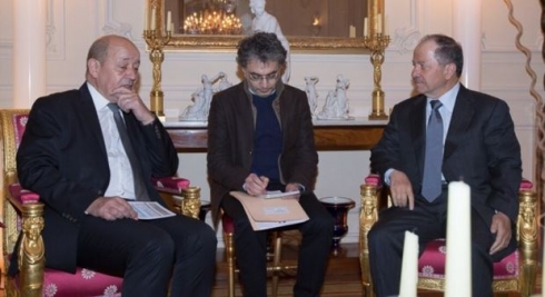 ‌Serok Barzanî li gel wezîrê parastinê yê Franseyê civiyan