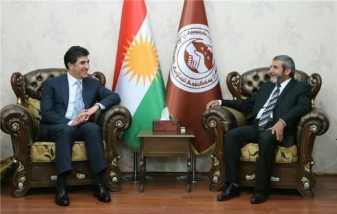 Serokwezîr serdana Emîndarê Giştiyê Yekgirtuya Îslamiya Kurdistanê dike