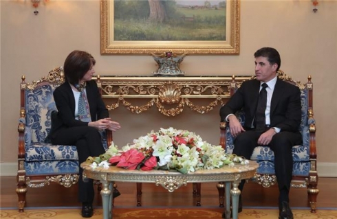 Nêçîrvan Barzanî digel şandeyeke balaya Amerkayê dicive.