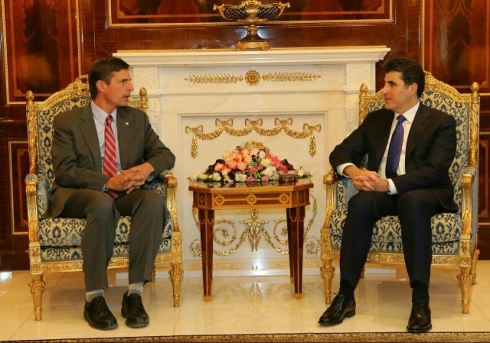 Nêçîrvan Barzanî pêşwazî li şandeyeke Amerîkayê dike