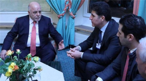 Li Davosê Nêçîrvan Barzanî û Heyder Ebadî civiyan