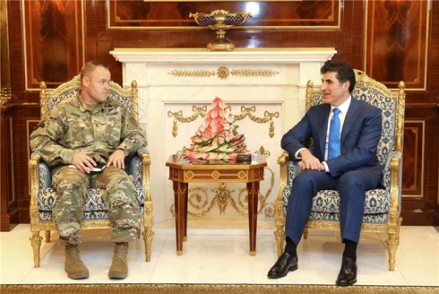 Nêçîrvan Barzanî digel şandeyeke leşkeriya Amerîkayê dicive