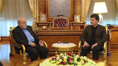 Li Hewlêrê Serokwezîr pêşwazî li Balyozê Îranê kir