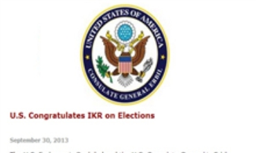 Amerîka pîrozbahîya birêveçûna hilbijartinên Herêma Kurdistanê dike